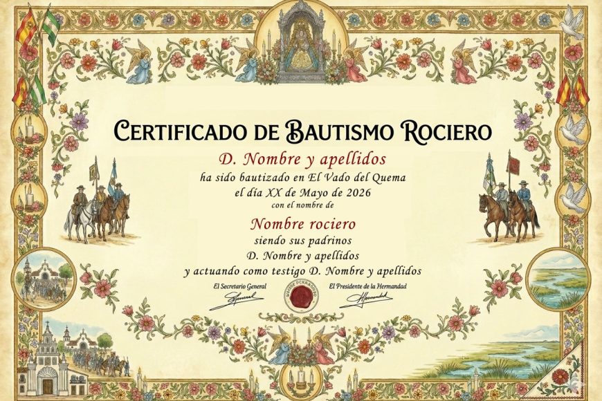 Certificado bautismo Rociero